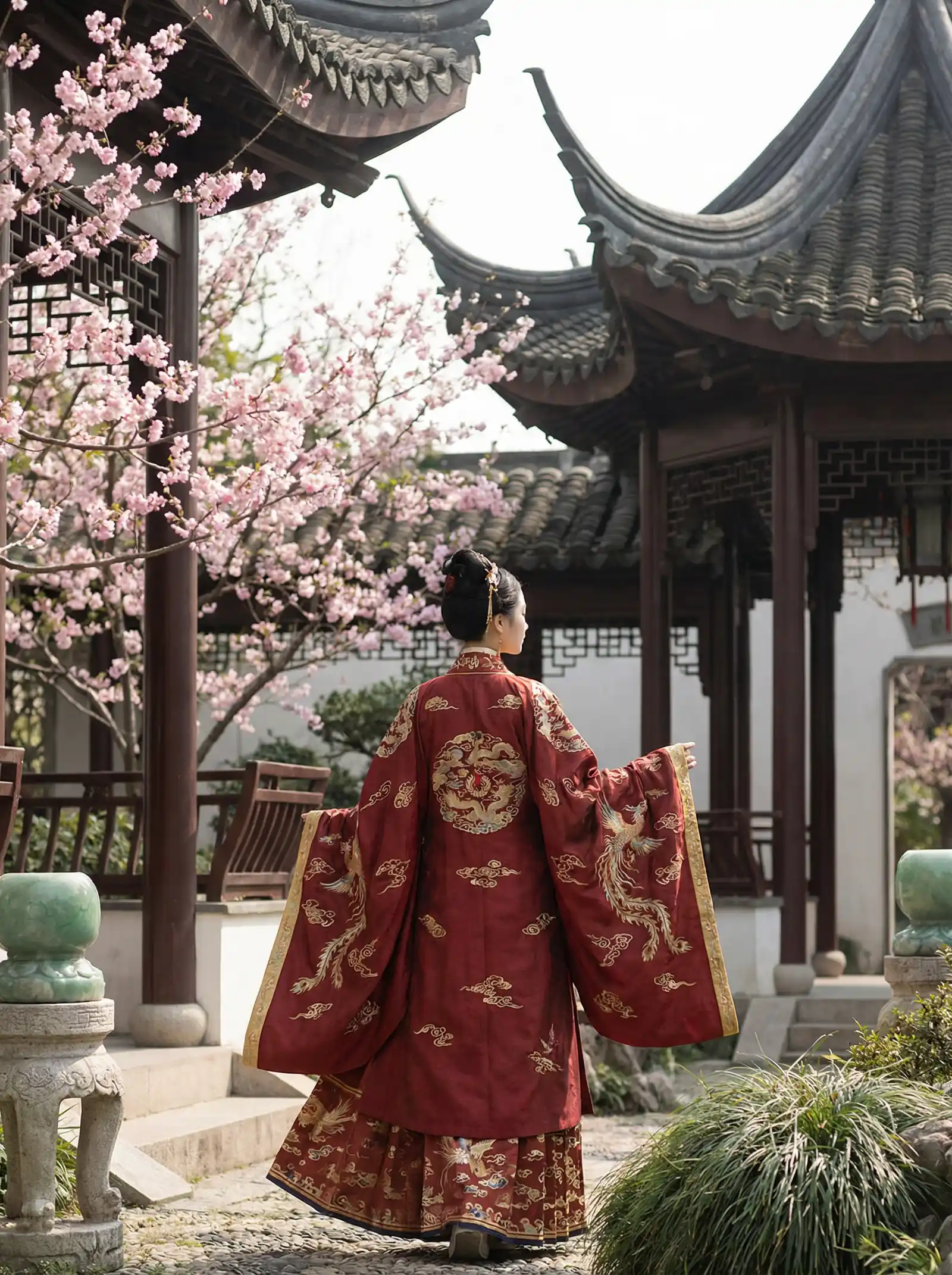 被当成发泄玩具的一天作文 明制汉服红色凤凰刺绣